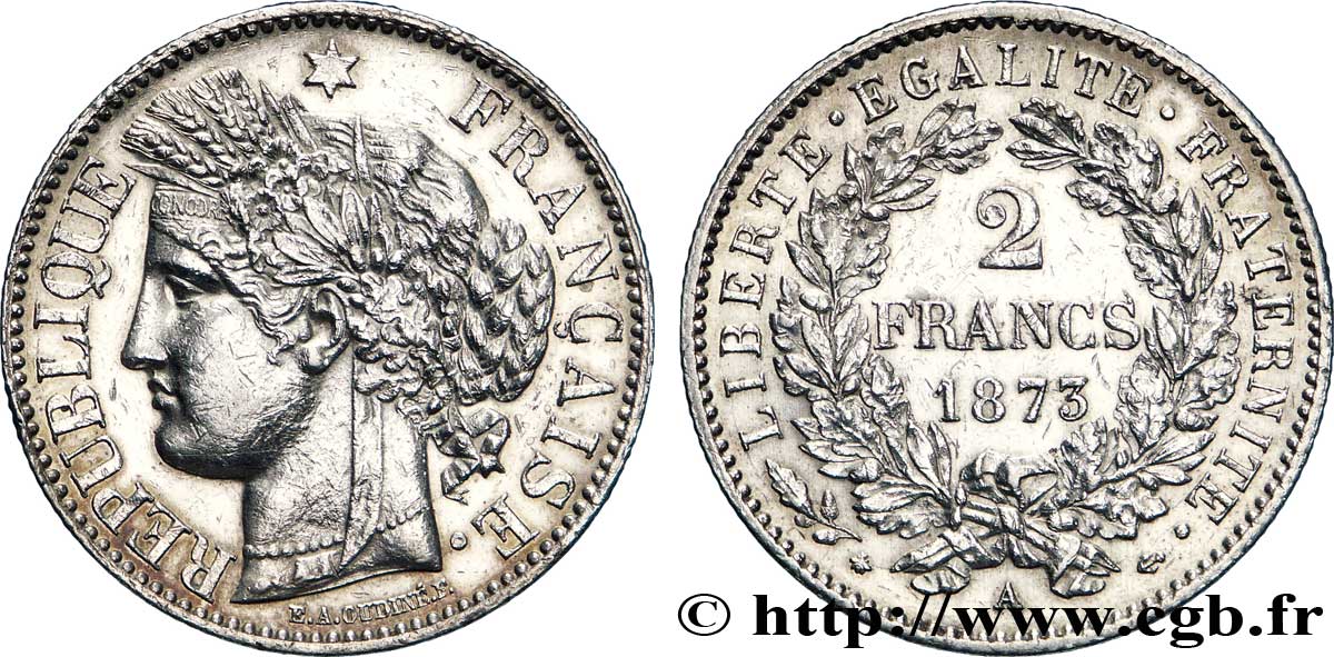 2 francs Cérès, avec légende 1873 Paris F.265/10 TTB53 