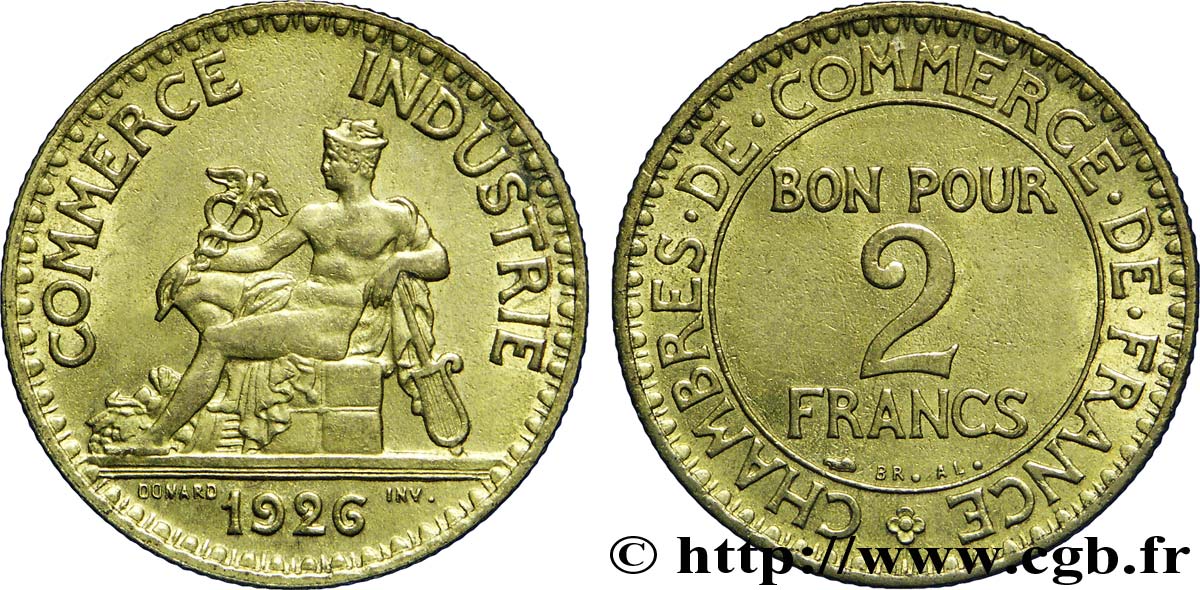 2 francs Chambres de Commerce 1926  F.267/8 SUP58 