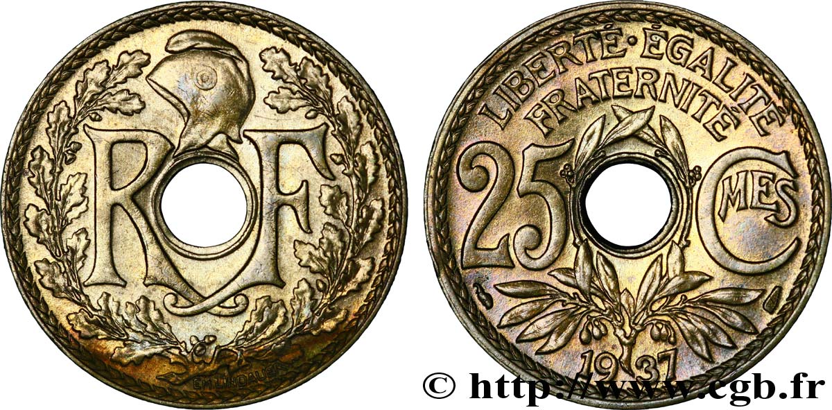 25 centimes Lindauer 1937  F.171/20 SUP58 