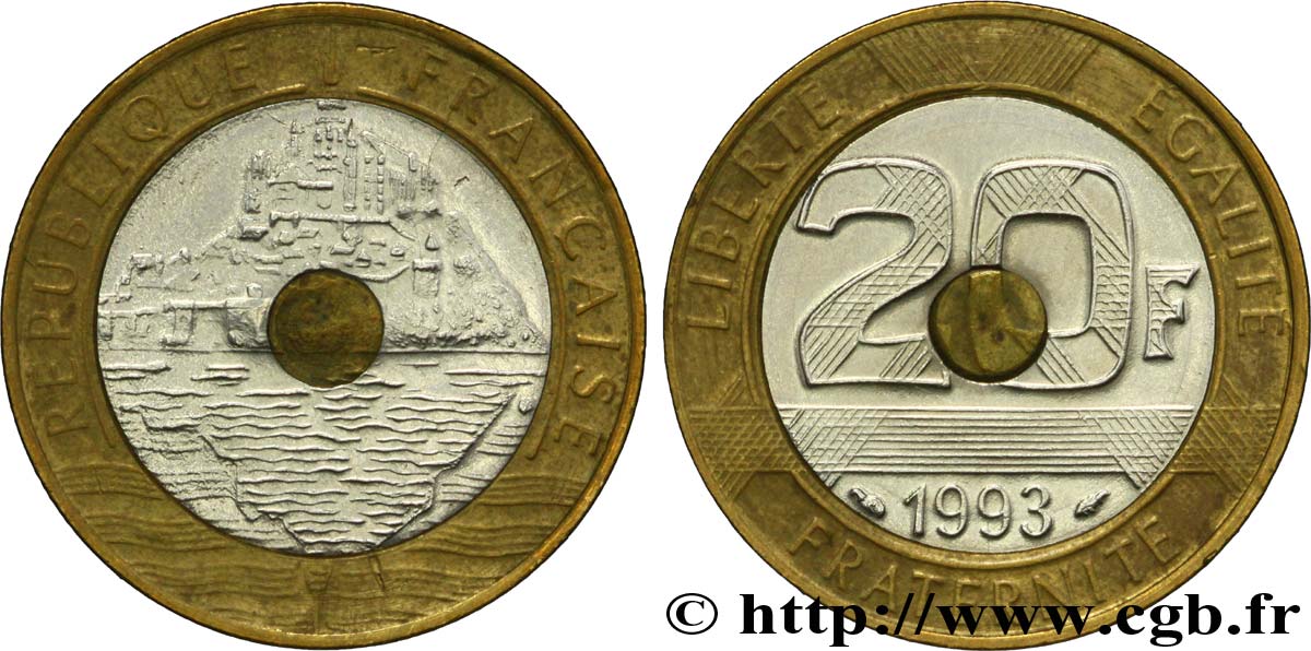 Faux de 20 francs Mont Saint-Michel, frappe monnaie 1993 Pessac F.403/7 var. SUP60
