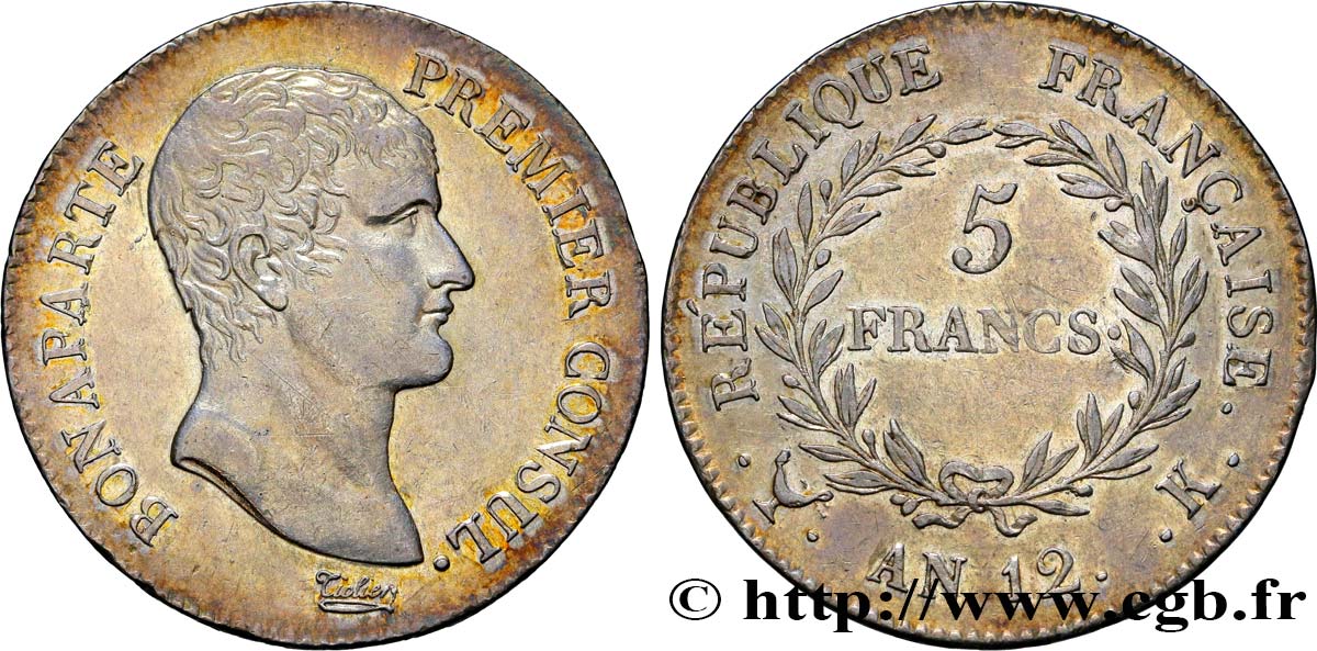 5 francs Bonaparte Premier Consul 1804 Bordeaux F.301/17 BB50 