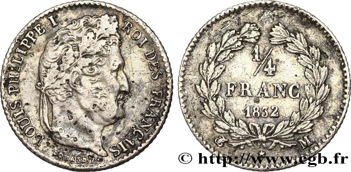 1/4 franc Louis-Philippe 1832 Toulouse F.166/24 VF35 