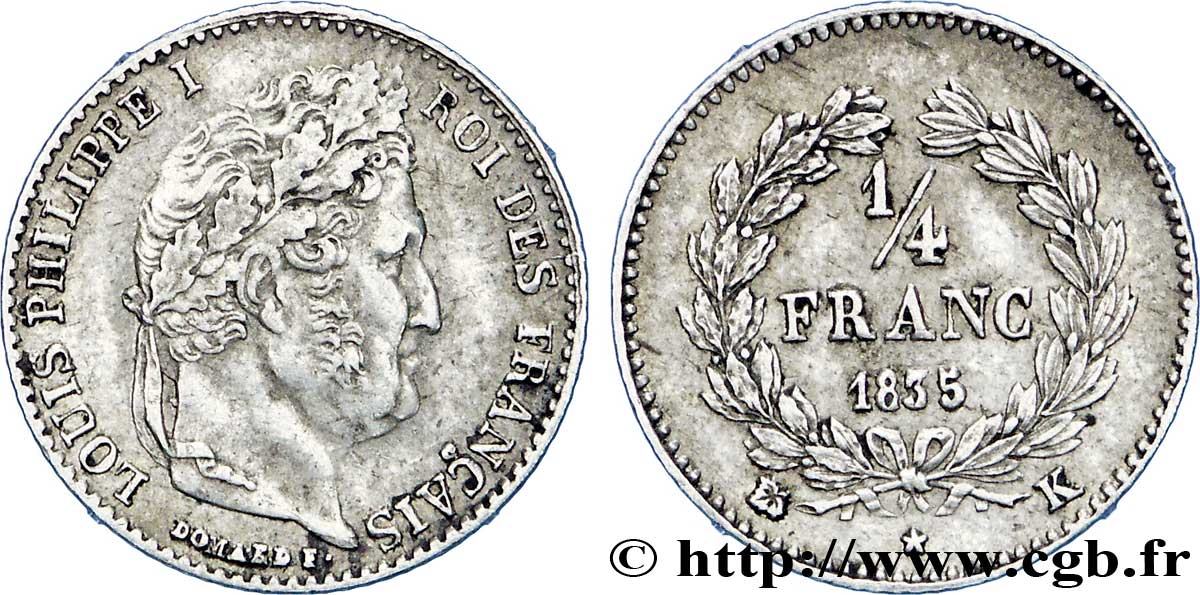 1/4 franc Louis-Philippe 1835 Bordeaux F.166/55 XF48 