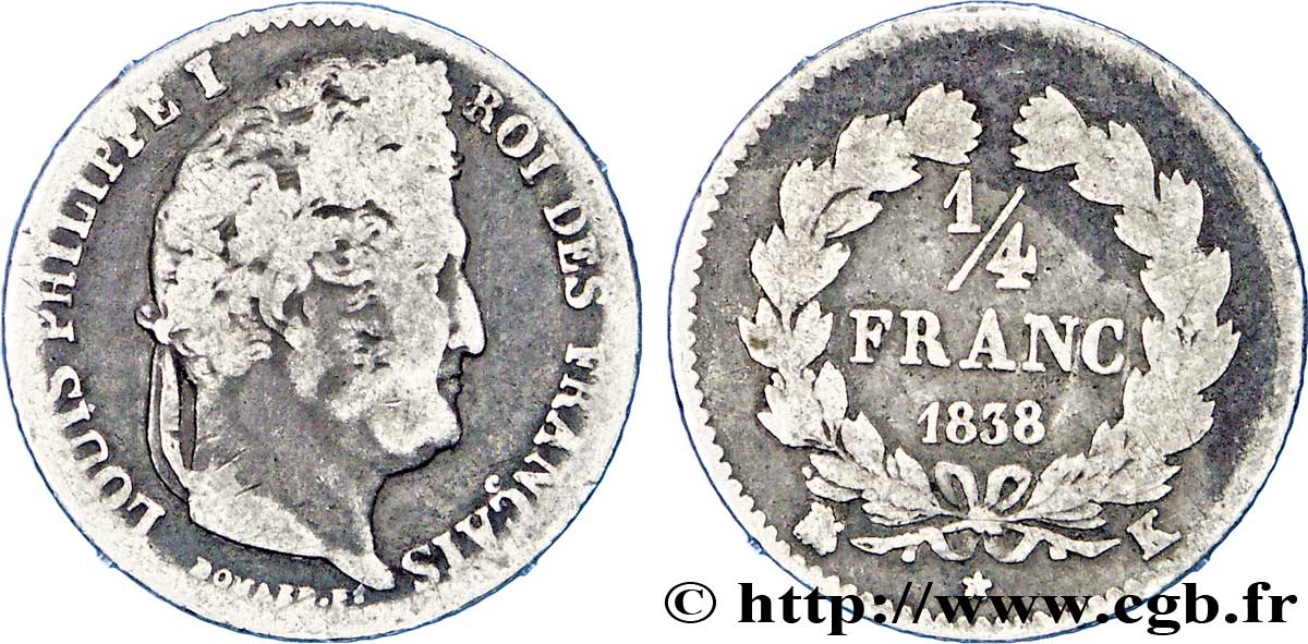 1/4 franc Louis-Philippe 1838 Bordeaux F.166/72 F15 