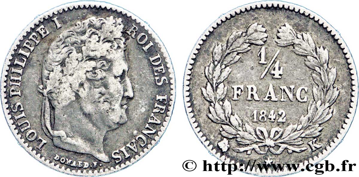 1/4 franc Louis-Philippe 1842 Bordeaux F.166/91 TB35 