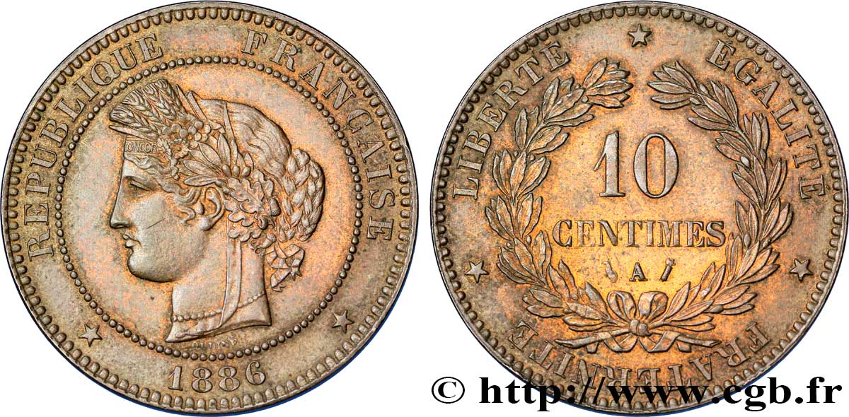 10 centimes Cérès 1886 Paris F.135/30 TTB50