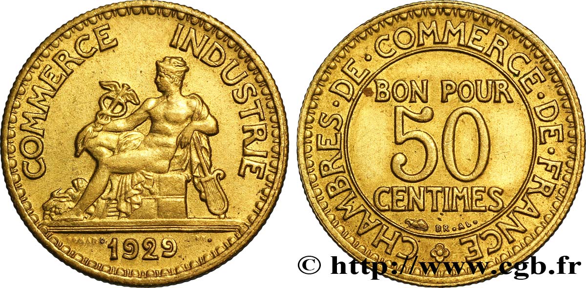 50 centimes Chambres de Commerce 1929 F.191/11 AU53
