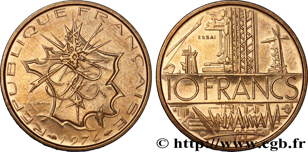 Essai de 10 francs Mathieu, tranche B 1974 Pessac F.365/1 FDC65