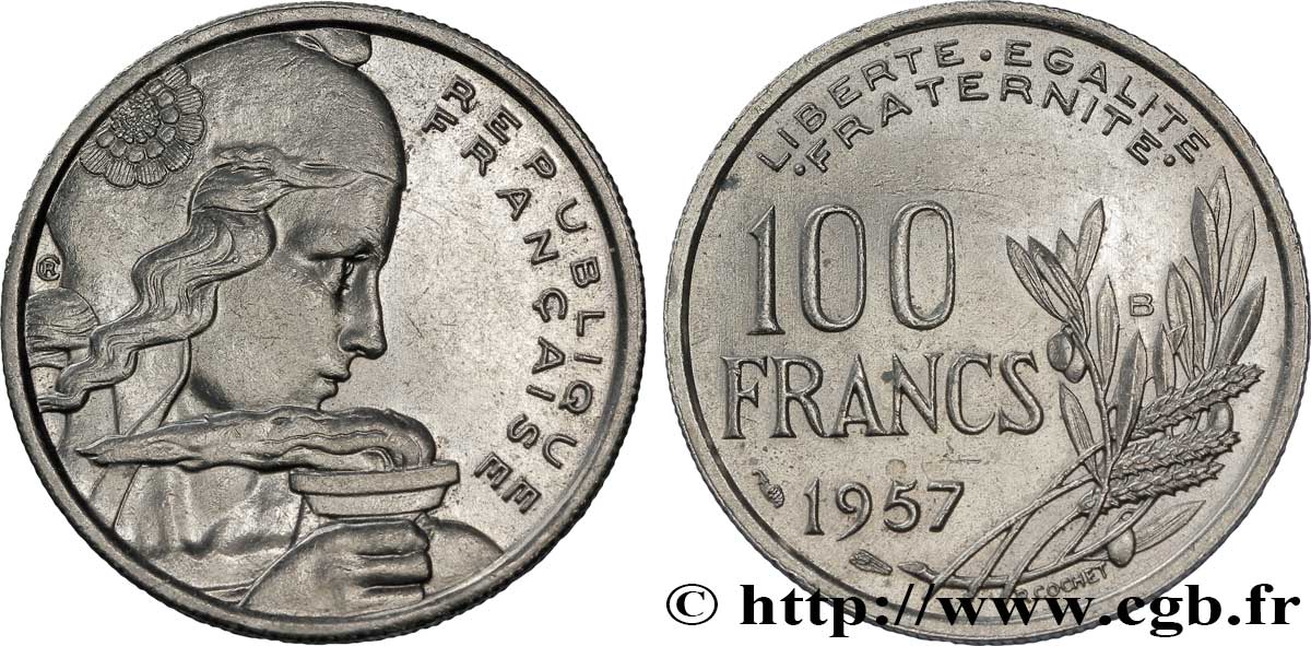 100 francs Cochet 1957 Beaumont-Le-Roger F.450/11 MS60
