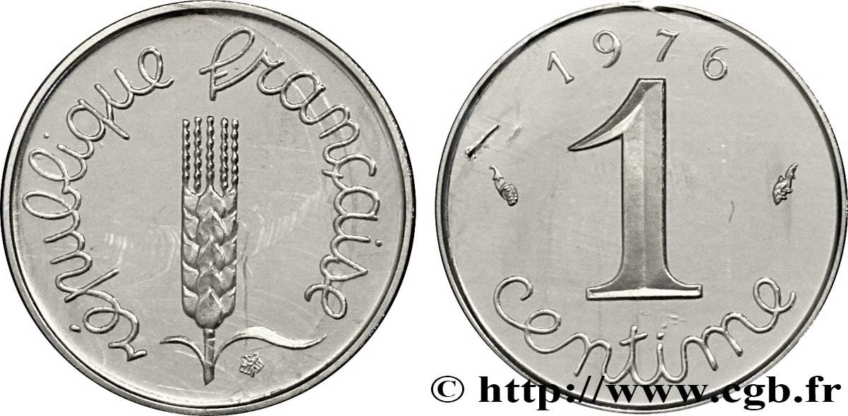 Piéfort acier de 1 centime Épi 1976 Pessac F.106/29P FDC70