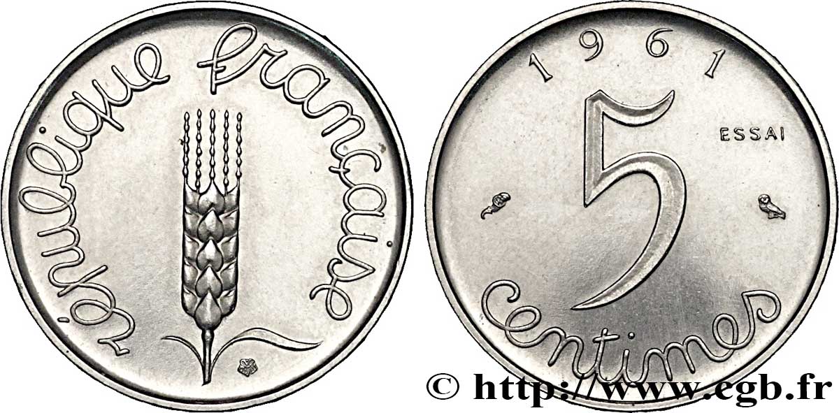 Essai de 5 centimes Épi 1961 Paris F.124/2 SPL63