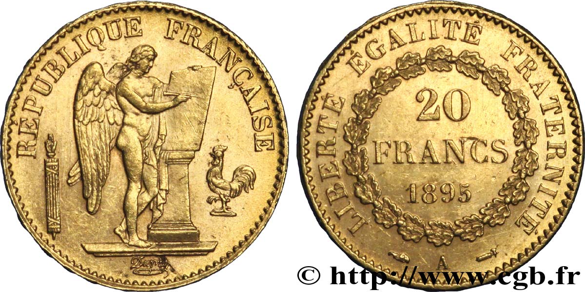 20 francs or Génie, Troisième République 1895 Paris F.533/19 MS60 