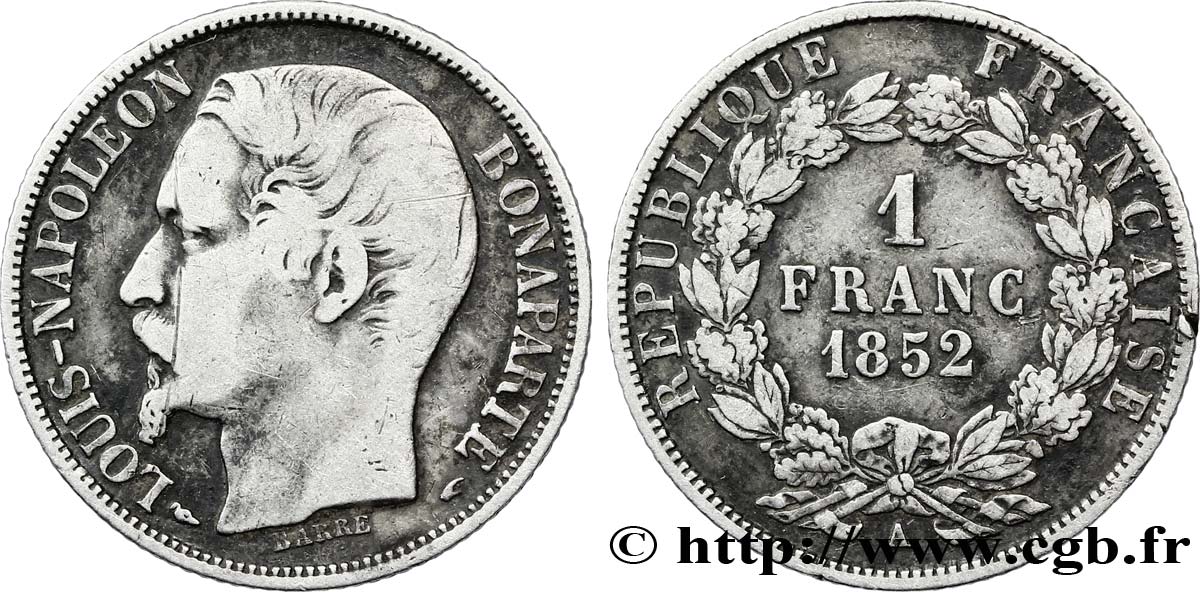 1 franc Louis-Napoléon 1852 Paris F.212/1 S35