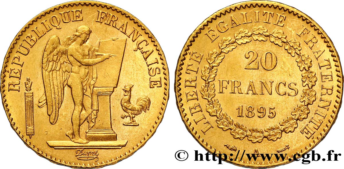 20 francs or Génie, Troisième République 1895 Paris F.533/19 SUP60 