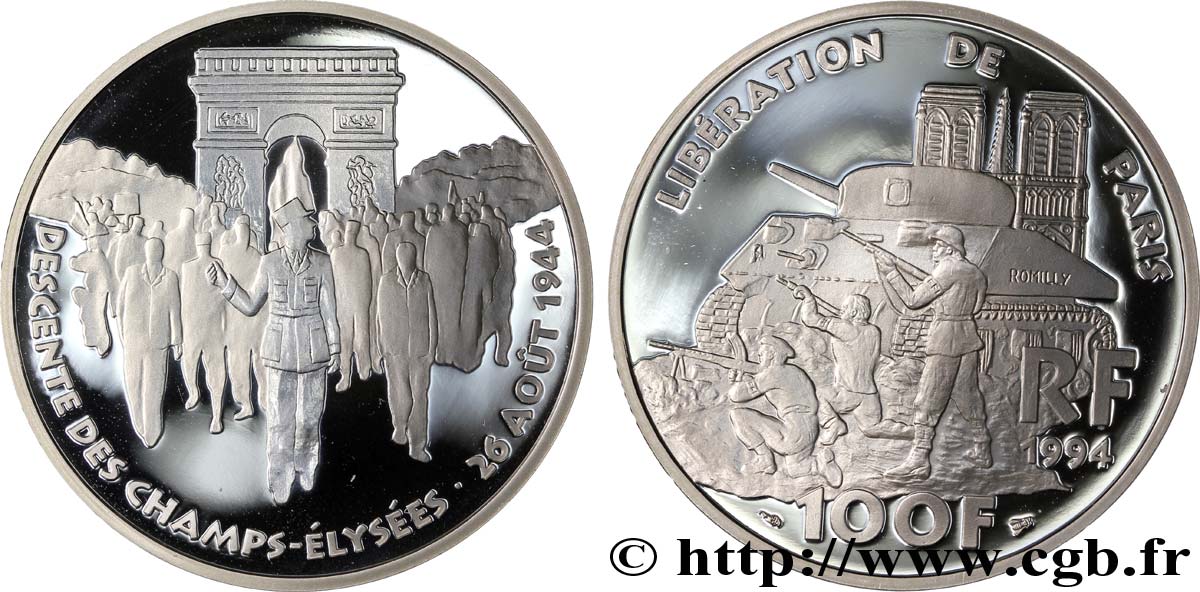 Belle Epreuve 100 francs - Libération de Paris 1994  F.462/2 var. FDC70 
