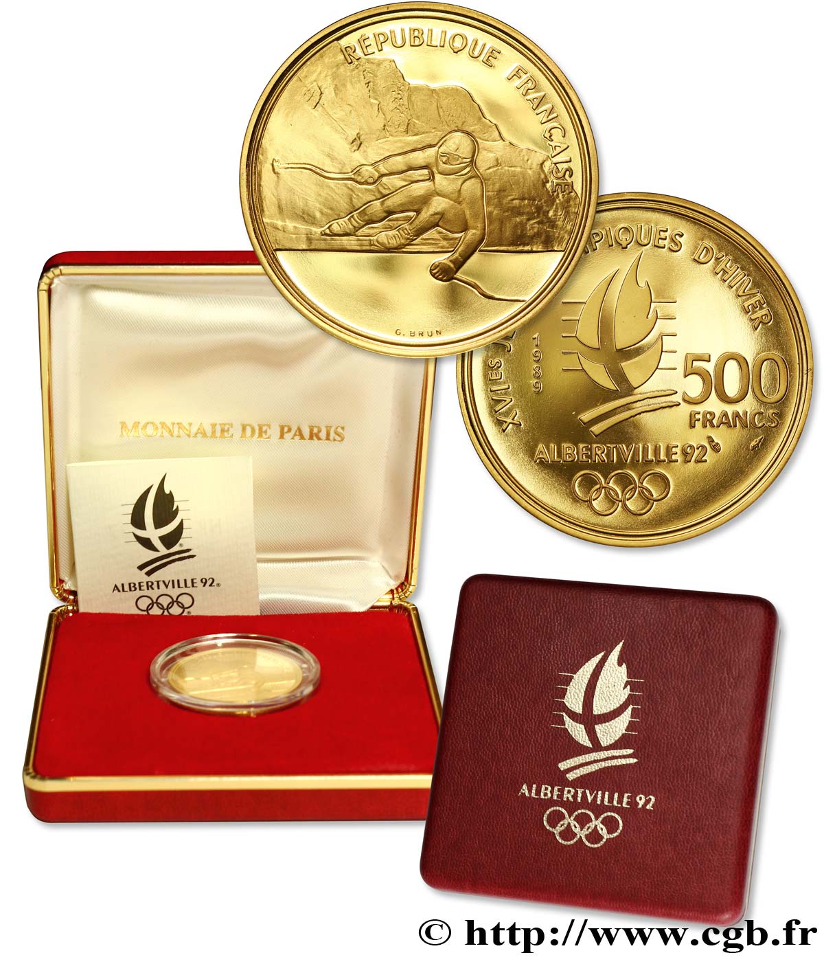 Belle Épreuve Or 500 francs - Ski alpin / Descente du Mont-Blanc 1989 Paris F.1801 1 MS70