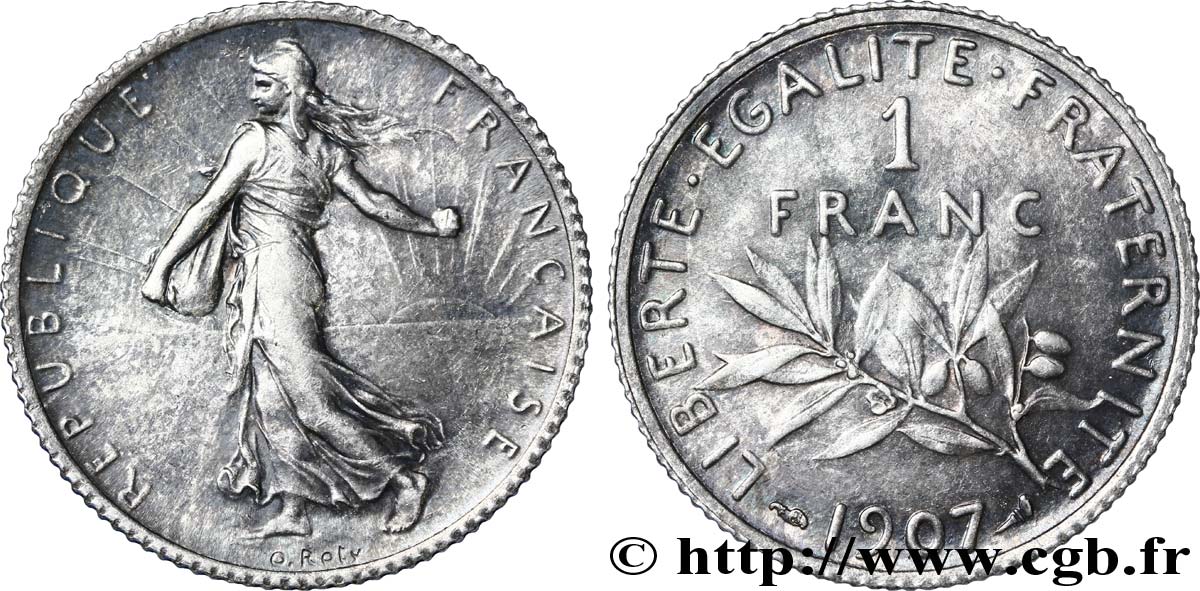 1 franc Semeuse 1907  F.217/12 MBC53 