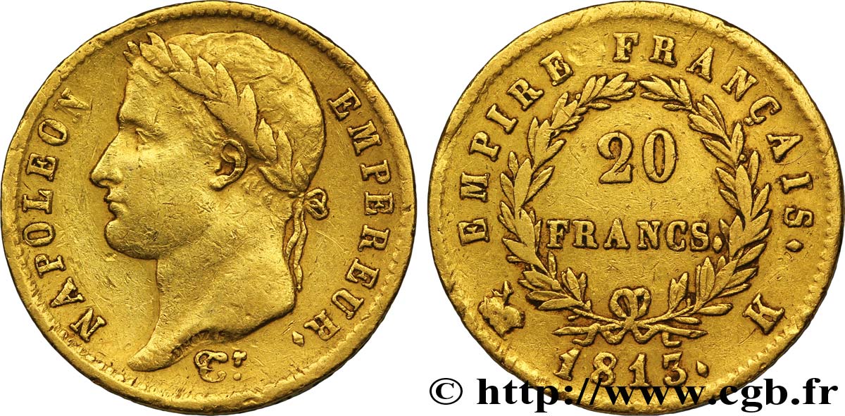 20 francs or Napoléon tête laurée, Empire français 1813 Bordeaux F.516/32 TTB45 