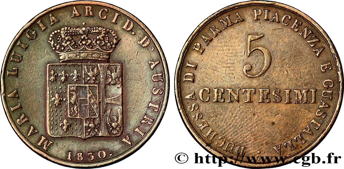 5 centesimi 1830 Milan M.124 TTB48