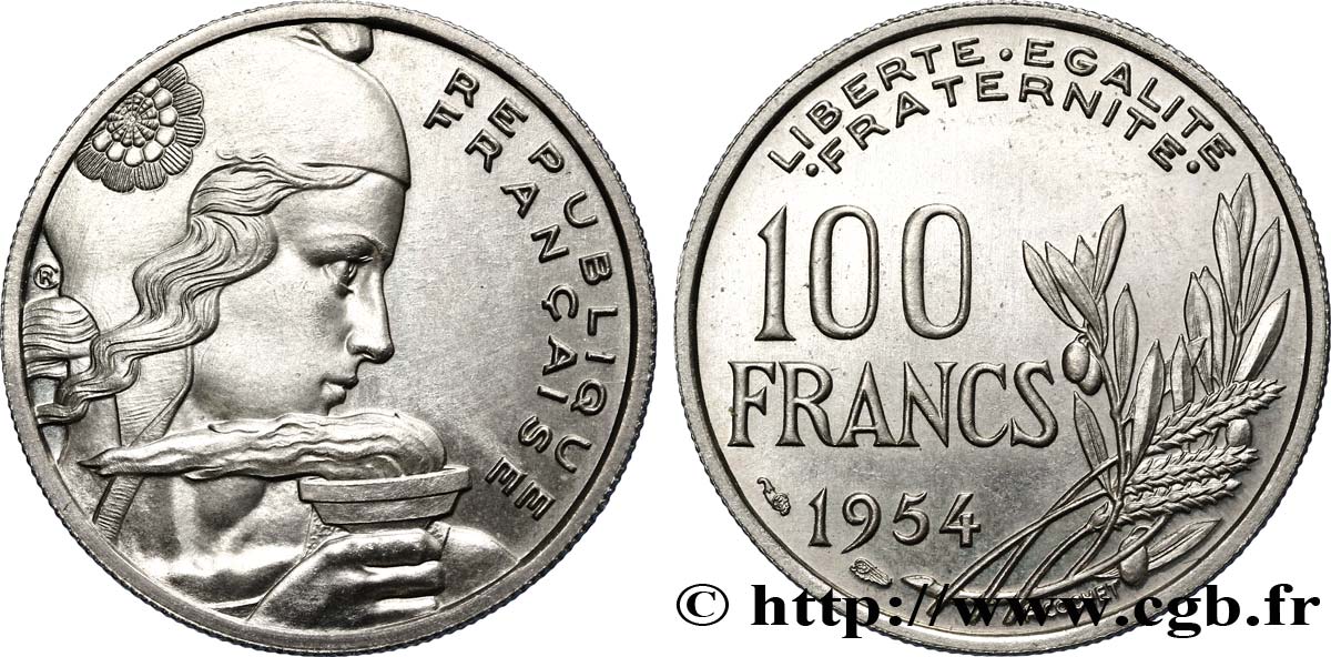 Pré-série 100 francs Cochet, listel normal avec petit 4 1954 Paris  FDC65 