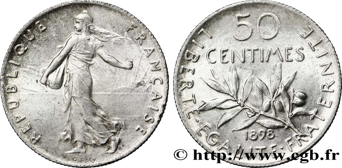 50 centimes Semeuse 1898 Paris F.190/3 MS62 