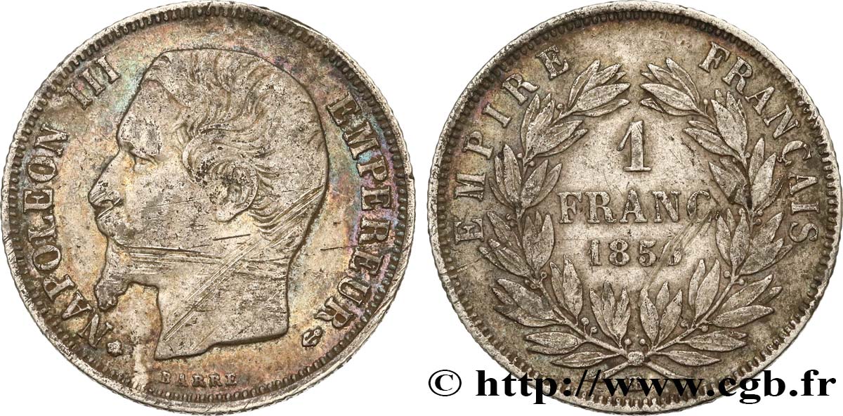 1 franc Napoléon III, tête nue  1856 Strasbourg F.214/7 TB30 
