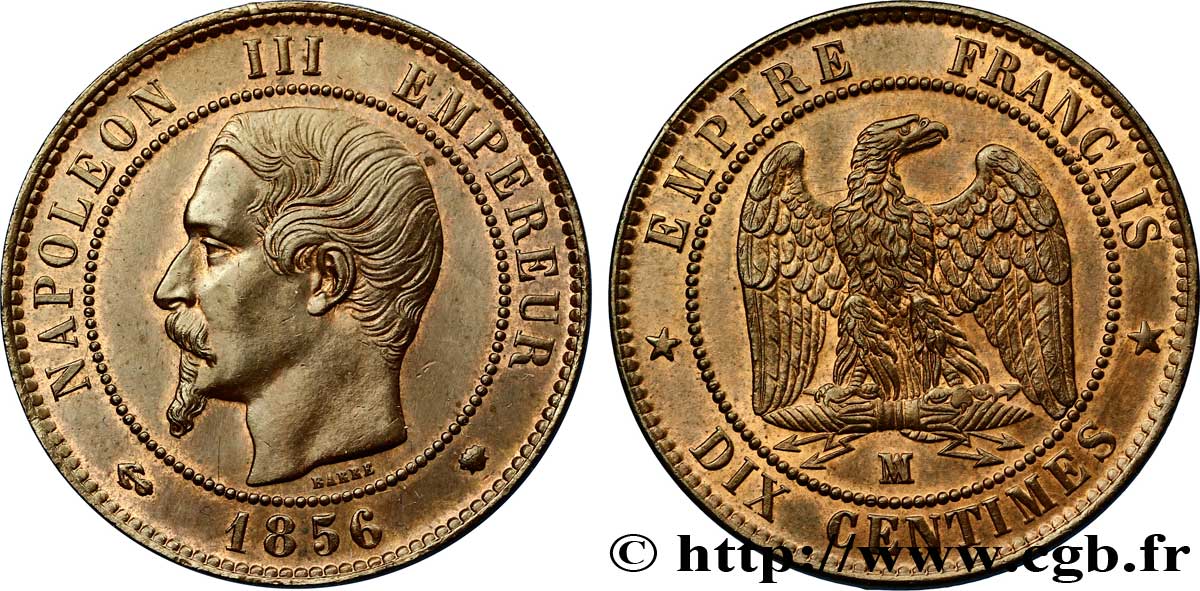 Dix centimes Napoléon III tête nue 1856 Marseille F 133 39 fmd 277649