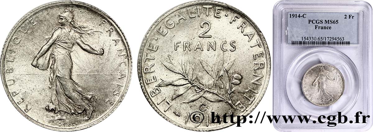 2 francs Semeuse 1914 Castelsarrasin F.266/16 FDC65 PCGS