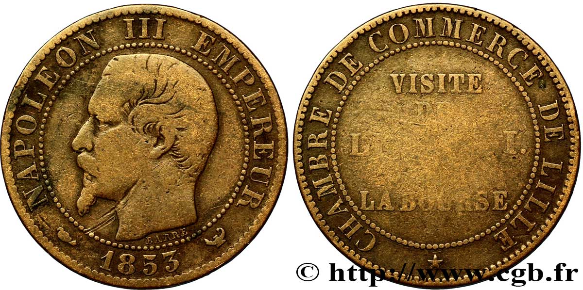 Module de cinq centimes, Visite impériale à Lille les 23 et 24 septembre 1853 1853 Lille VG.3367  B12 