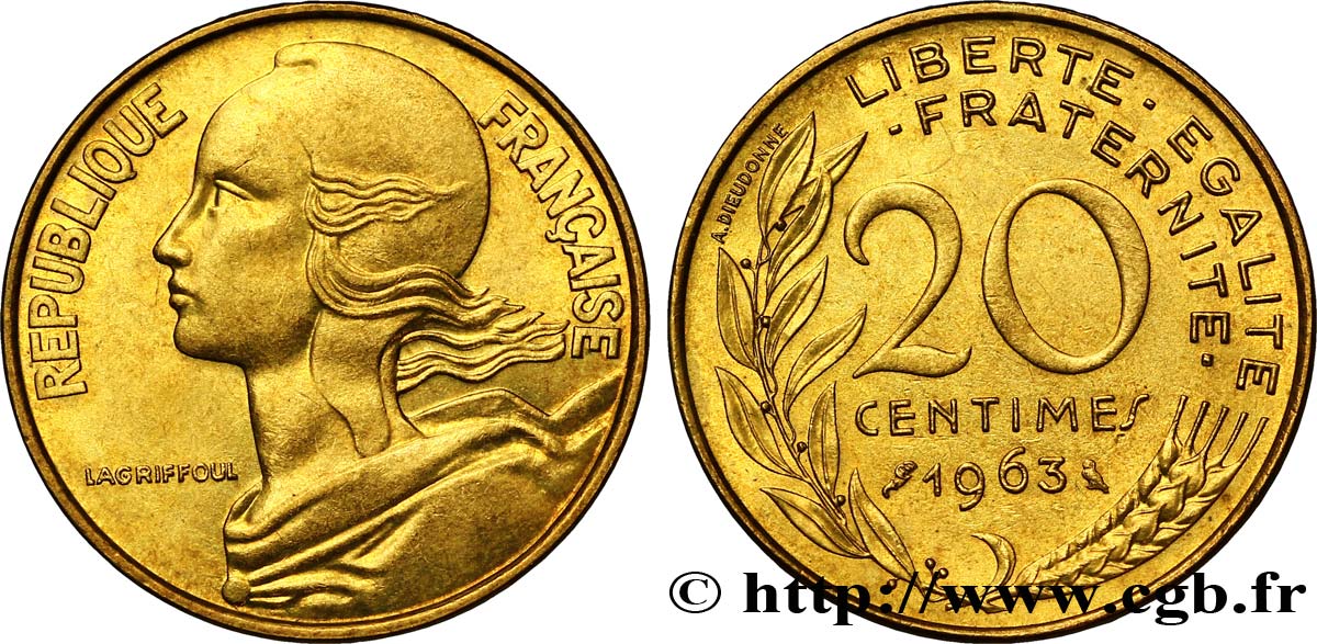20 centimes Marianne 1963 Paris F.156/3 SUP60