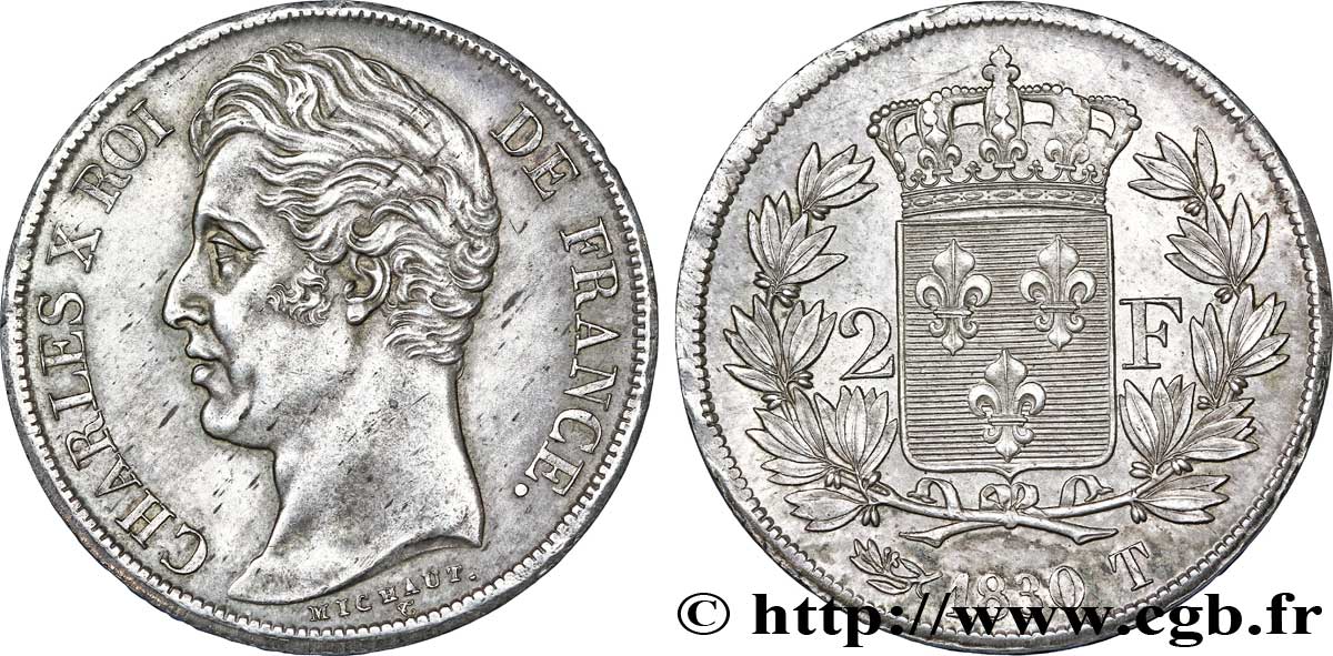 2 francs Charles X 1830 Nantes F.258/69 MS60 