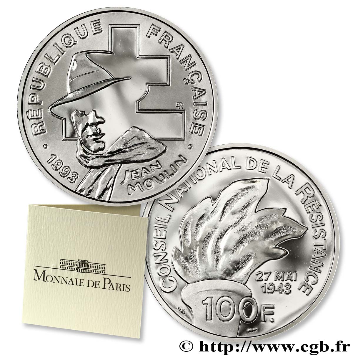 Belle Épreuve 100 francs - Jean Moulin 1993 Paris F./ FDC70