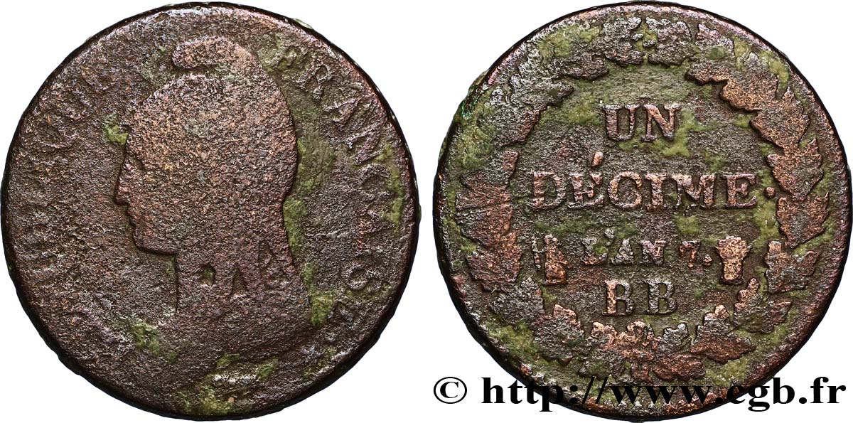 Un décime Dupré, grand module 1799 Strasbourg F.129/32 B10