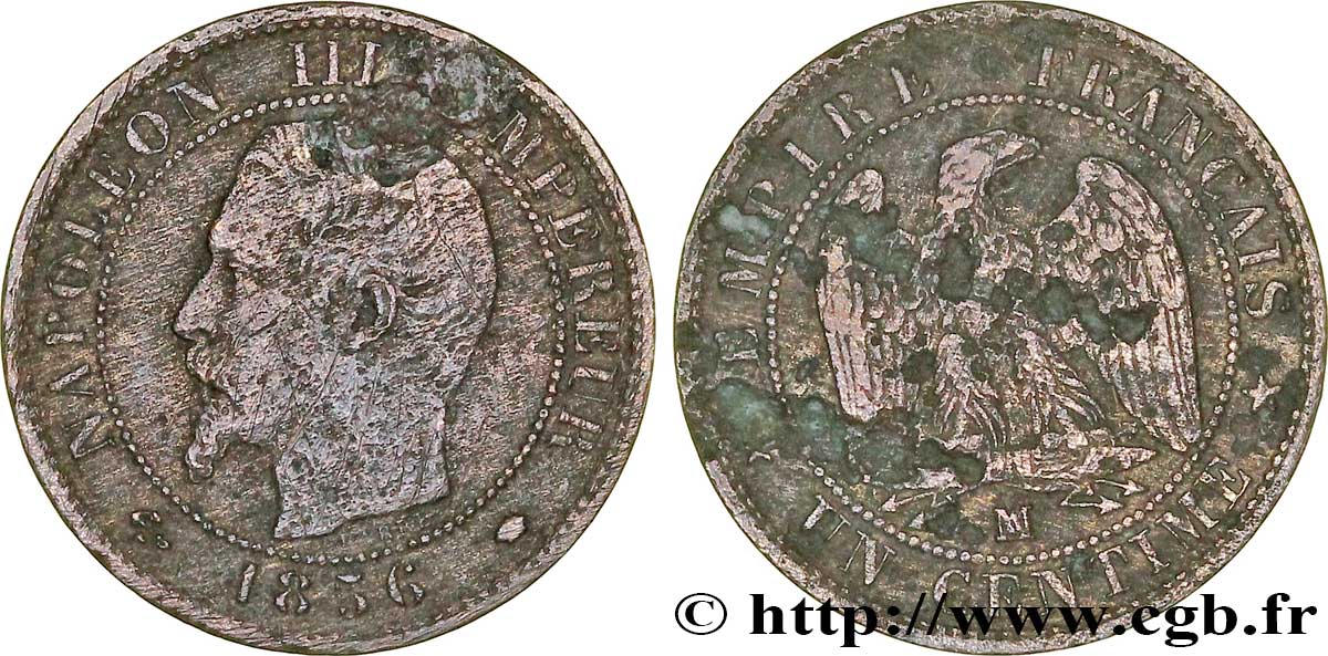 Un centime Napoléon III, tête nue 1856 Marseille F.102/31 B6