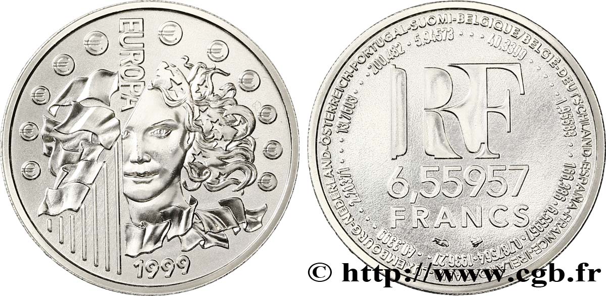 Brillant Universel 6,55957 francs - La parité 1999 Paris F.1250 2 FDC70