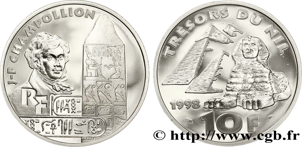 Belle Épreuve 10 francs - Champollion 1998 Paris F5.1314 1 MS68 