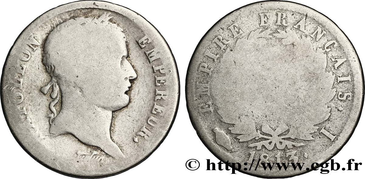 2 francs Napoléon Ier tête laurée, Empire français 1813 Limoges F.255/57 RC6 