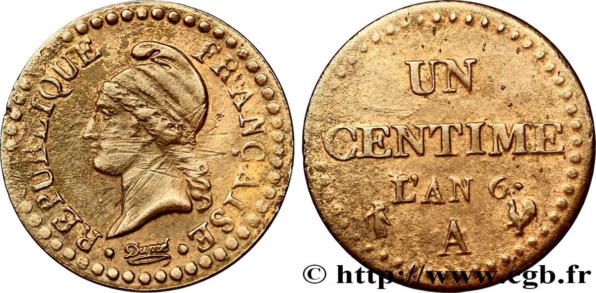 Un centime Dupré, petit 6 1798 Paris F.100/2 TTB48
