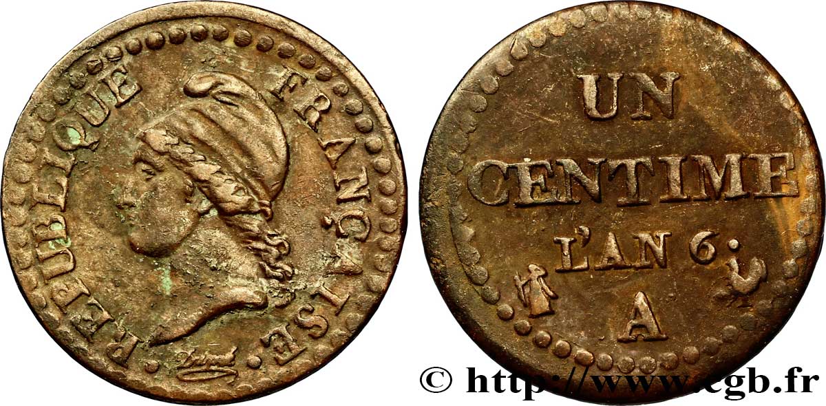 Un centime Dupré, petit 6 1798 Paris F.100/2 TB35