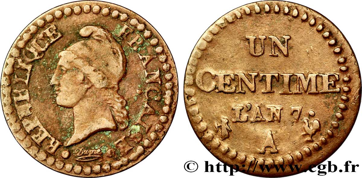 Un centime Dupré, petit 7 1799 Paris F.100/14 TB20