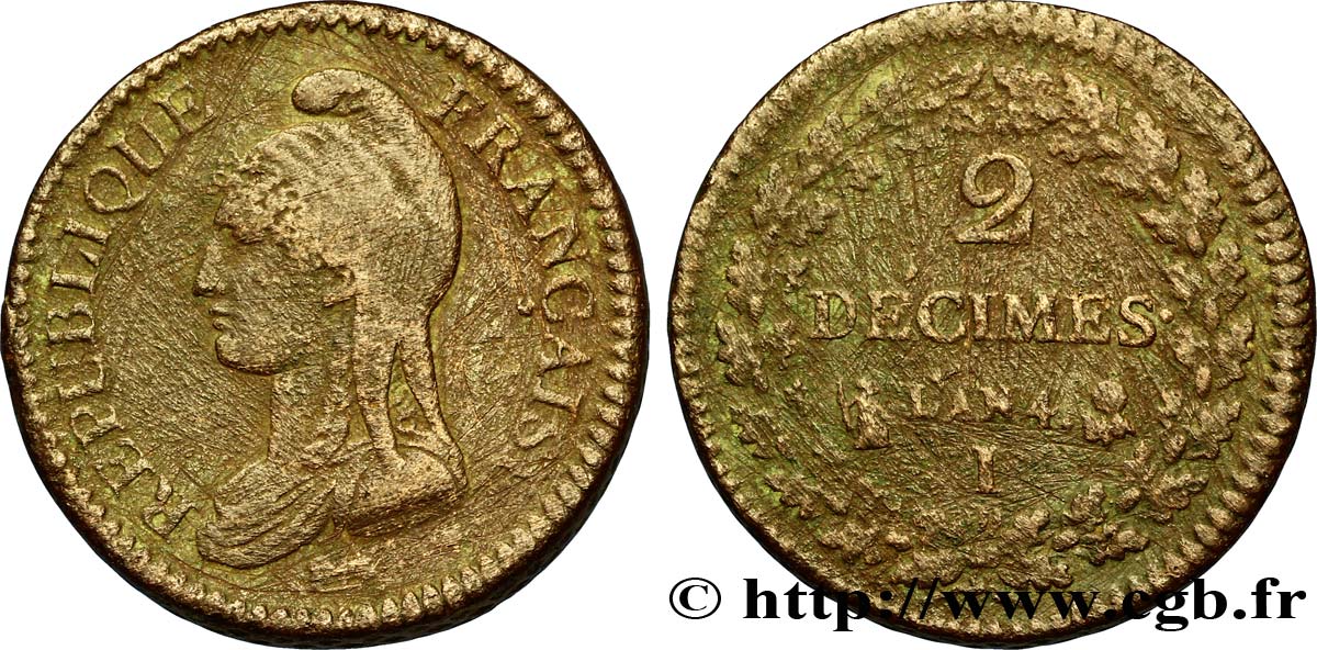 2 décimes Dupré 1796 Limoges F.145/6 BC35 