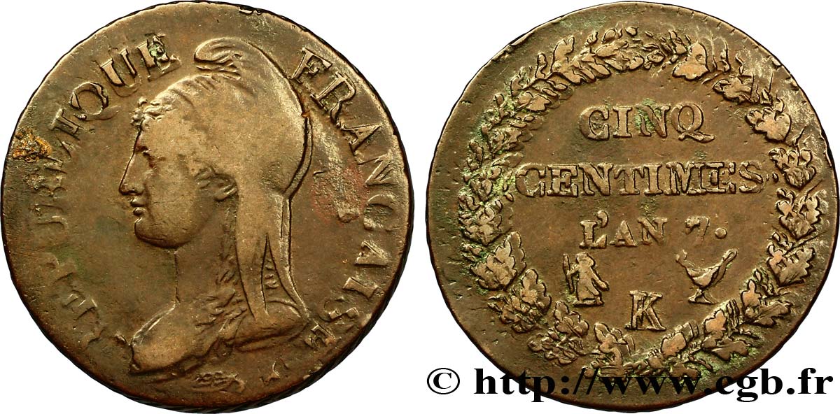 Cinq centimes Dupré, grand module 1799 Bordeaux F.115/71 TB20