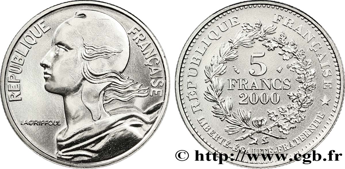5 francs La Marianne de Lagriffoul 2000 Paris F.355/1 fST64