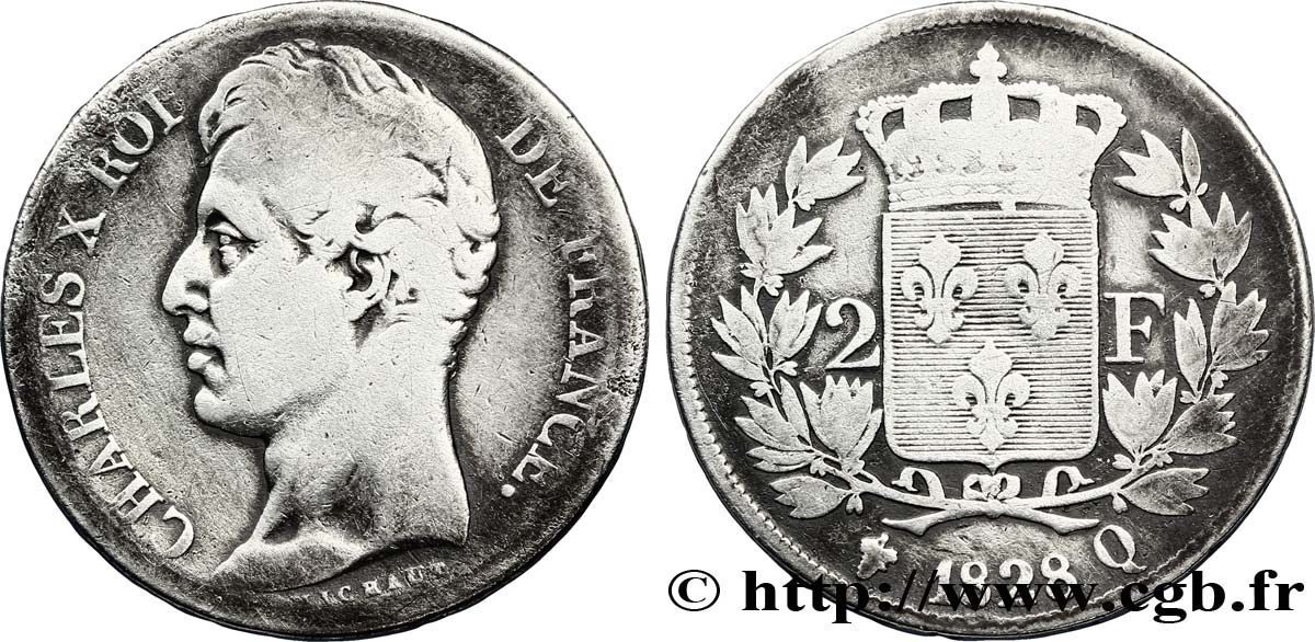 2 francs Charles X 1828 Perpignan F.258/46 B 