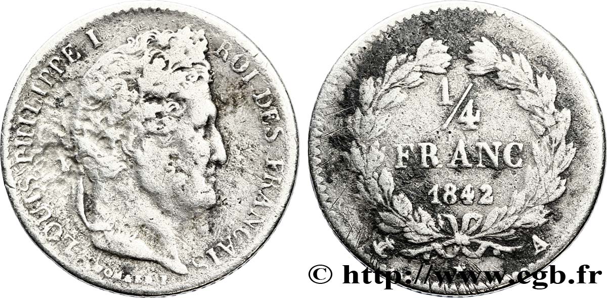 1/4 franc Louis-Philippe 1842 Paris F.166/89 TB20