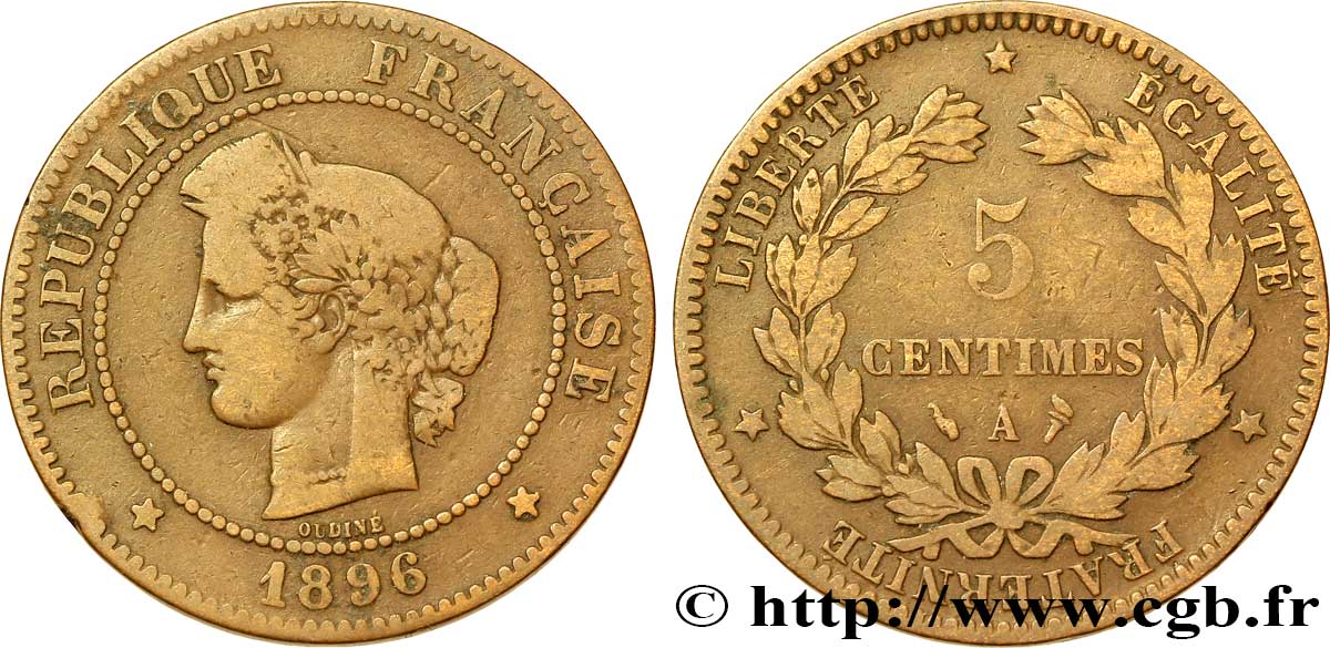 5 centimes Cérès 1896 Paris F.118/38 TB15 