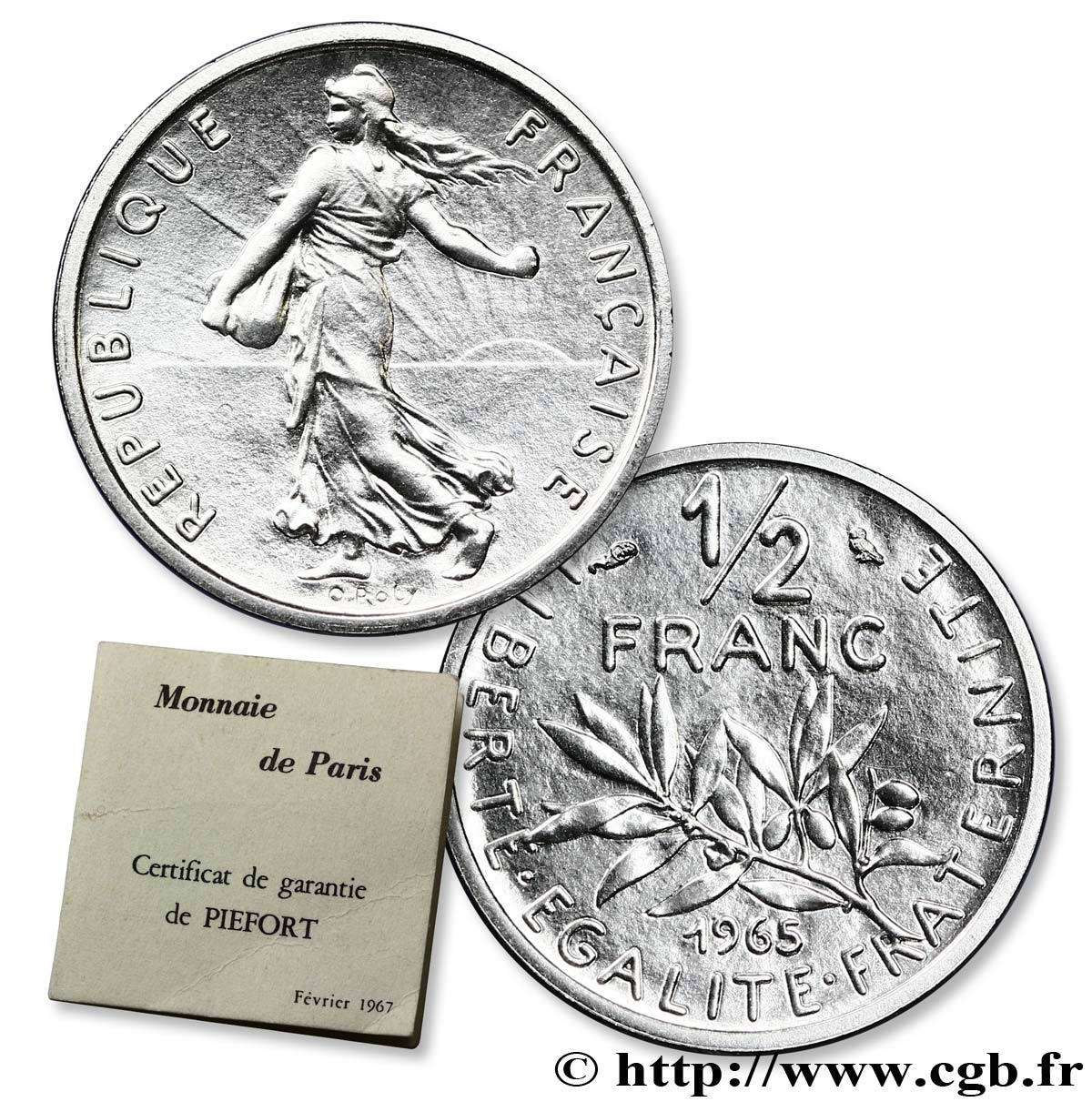 Piéfort nickel de 1/2 franc Semeuse 1965 Paris F.198/4P FDC65