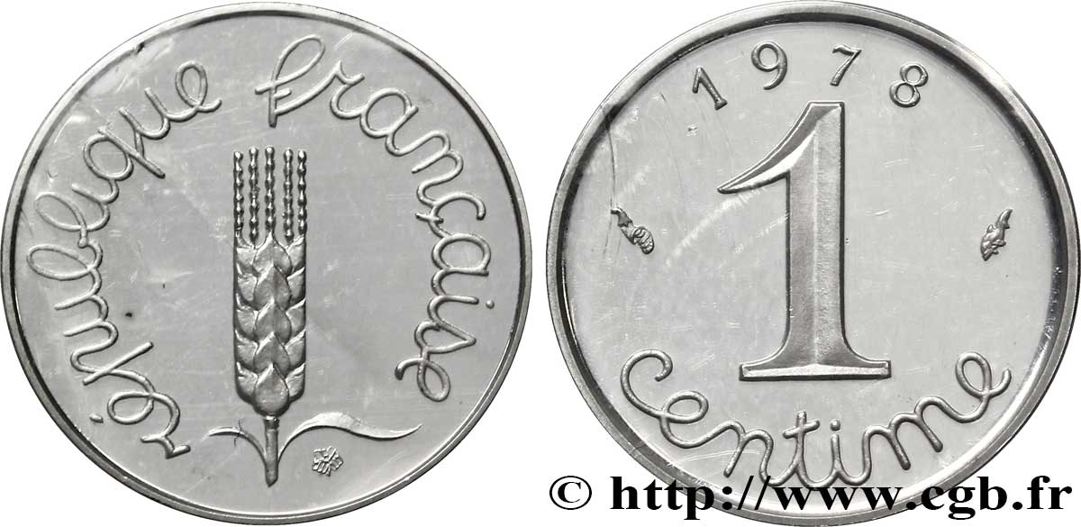 Piéfort argent de 1 centime Épi 1978 Pessac F.106/33P FDC68