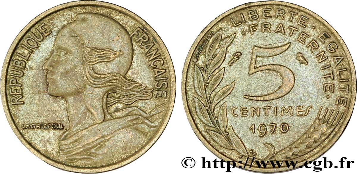5 centimes Marianne 1970 Paris F.125/6 TTB40