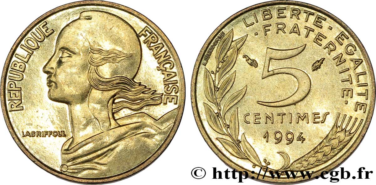 5 centimes Marianne, différent dauphin 1994 Pessac F.125/35 SPL63